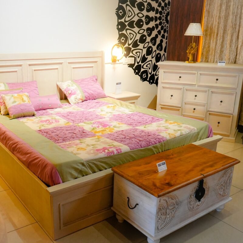 Wooden Bed with Bed sides